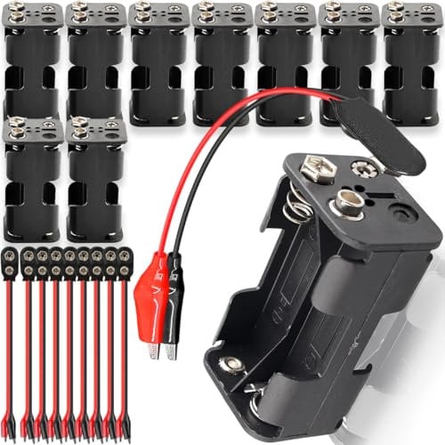Xiatiaosann 10 PCS 4X 1.5V AA Battery Holder 6V Battery Case Box with I-Type Battery Snap Connector Wire Leads Alligator Clip Kit, 4 Slots 1.5V Plastic Box for LED Light RC Cars, for Arduino Projects