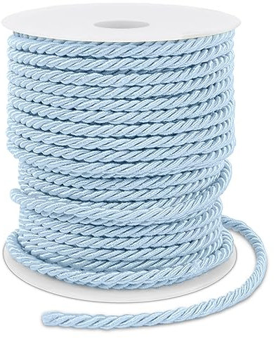 LEREATI Blau Polyester Kordel 3mm x 25m, 3-lagige Weiches Bastelseil Satin-Kordel-Besatz Dekorative gedrehte Makramee Schnur für DIY Handwerk Vorhang Krawatte Ehre Cord Geschenk Taschen