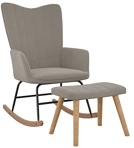 INLIFE Schaukelstuhl mit Hocker Samt Hellgrau,Grau,12.35KG,327754
