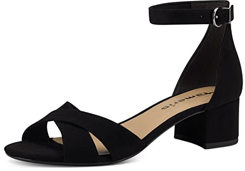 Tamaris Damen Heeled Sandals Textil, schwarz, 36 EU