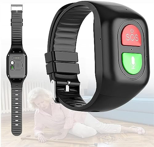 SOS Seniors Bracelet with Fall Detection, Seniors Emergency Call Bracelet GPS,4G Smart Watch for Seniors with Phone, Help in Emergency Geo-Fence Fitness Tracker Watch, for Dementia Alzheimer's Disease
