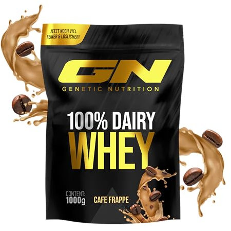 GN Laboratories 100% Dairy Whey Protein Pulver 1kg (Cafe Frappe) – Eiweißpulver mit 23g Protein pro Portion ideal zum Muskelaufbau und -erhalt, geprüfte Qualität - made in Germany