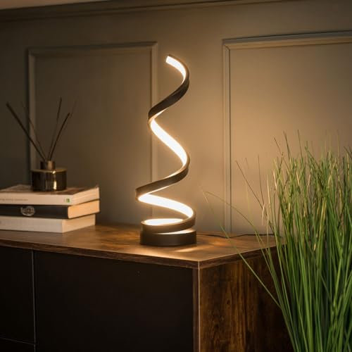 ValueLights | Matt Black Twist Table Lamp with Integrated LED Touch Button | Table Lamps, Home Décor & Improvement Essential