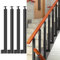 Poteaux De Balustre D'escalier Carrés - Broches De Garde-Corps En Métal Réglables à 270° Avec Base De Support Plat Et Kits De Vis; Les Poteaux En Fer Noir Conviennent à La Terrasse