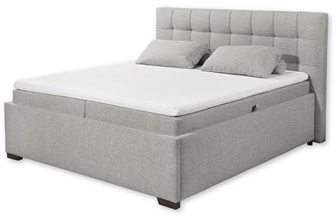 ARTOS 6 Boxbett 180x200 mit Bettkasten, Ash - Bequemes Doppelbett mit Kaltschaum Topper - 203 x 123 x 213 cm (B/H/T)