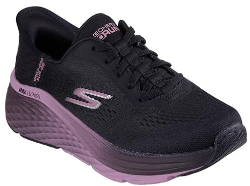 Skechers Max Cushioning Elite 2.0 Solace, Scarpe da Ginnastica Donna, Black Textile/Mauve Trim, 38 EU
