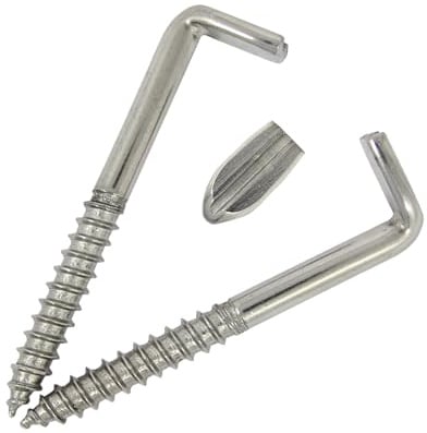 DIOS24 10 Stück Schlitzschraubhaken mit Holzgewinde A2 5,2 x 65 mm - Haken mit Schlitz gerade L-Form Wandhaken Winkelschraube Hakenschraube Wäscheleinenhaken Deckenhaken Holzgewinde Edelstahl I