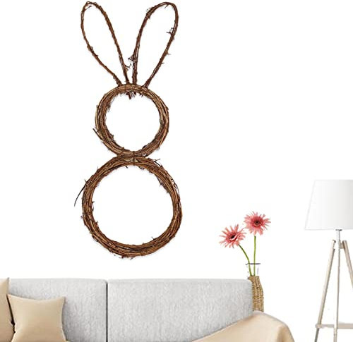 Osterhasen-Frühlingskranz | Frühlingskranz Osterhasenkranz - Weihnachten Kaninchen Rattan Kranz Hase Form natürliche Rebe Zweig Kranz für Neujahr, Ostern, Wand, Haustür