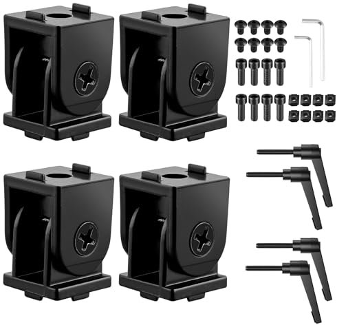 COLFULINE 4PCS Conector de Articulación, Perfil de Aluminio de Articulación 20x20 Ranura 6, Conector de Ángulo Ajustable de Aleación de Zinc, Bisagra Flexible 180 °,con Palanca de Sujeción Negro