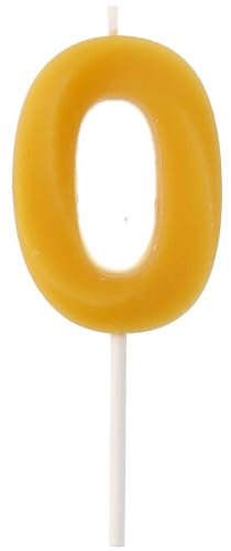 Folat 24300 Kerze ECO - Zahl 0 - Bienenwachs - 4,5 cm - Geburtstag Zahlen Kerzen Tropfbeständig, Brennt länger, Honigduft