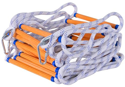 LZ.MZXU Strickleiter Feuerfeste Rettungsleiter, 15M Feuerleiter Strickleiter Notleiter Mehrzweckleiter Notfallsicherheit Tragbar Klettern Rettung Seilleiter für Fenster und Balkon(10mm)