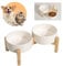 Gamelle Surélevée pour Chien et Chat - Double Bol Céramique avec Support en Bambou - Set pour Nourriture et Eau - Petits Animaux - 2 x 480 ML