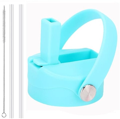 Straw lid for Wide Mouth Water Bottle 12oz 32oz 40oz 64oz 128oz, Compatible With Hydroflask Bottle, Replacement Cap Straw Cap With Big Nozzle, Lid with Straws and Brush with Flexible Handle Mint