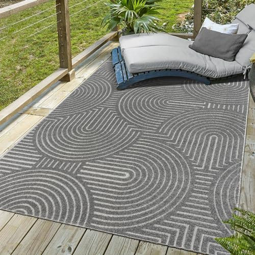 SANAT Berlin Outdoor Teppich Wetterfest - Teppich für den Innen- und Außenbereich - Grau, 60 x 110 cm