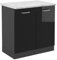 Vicco Meuble Bas sous-évier R-Line, Noir Haute Brillance/Anthracite, 80 cm PT Marbre