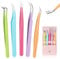 Lot de 5 pinces à épiler pour extensions de cils de haute précision droites et incurvées en acier inoxydable pour extensions de cils volumineuses pour filles, femmes, débutants