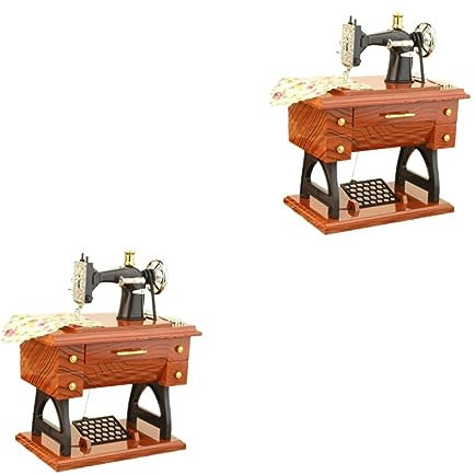 STOBAZA 2St Musikalische Nähmaschine antike nähmaschine Vintage-Nähmaschinen-Dekor Mini-Tonbandgerät Nähmaschinenfigur Mini-Nähmaschine in der Hand weichnachten plastikenten musikboxen