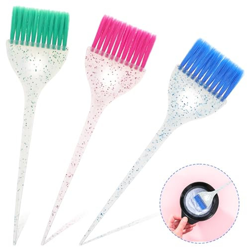 TIESOME Lot de 3 pinceaux de teinture pour cheveux - Applicateur de précision pour coloration et coiffure - Pour usage domestique et professionnel - Outils de salon de coiffure