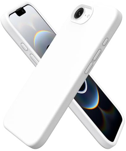 ORNARTO Compatible with iPhone 16e Case (2025), Slim Liquid Silicone 4 Layers Full Covered Soft Gel Rubber 16e Phone Cases Cover-White
