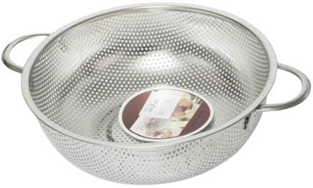 MIXEL Stainless Steel Rice Colander, Durability and Long-Lasting Performance, Easy to Grip, Rust and Corrosion-Resistant, Ideal for Rinsing Rice, Lentils, Pasta, Fruits, Vegetables, (28cm)
