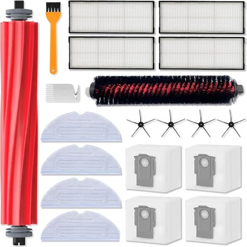 20 Stück Zubehör Für Roborock S7 Maxv Ultra, Ersatzteile Für Roborock S7 Pro Ultra, 1 Hauptbürste, 1 Selbstreinigende Bürste, 4 Wischtücher, 4 Filter, 4 Seitenbürsten, 4 Staubbeutel