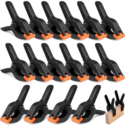 16 Pcs 4 Zoll Nylon Federklemmen mit Beweglichen Backen, Schwarze Hochleistungs Spannklemmen, Kunststoff Befestigung Klemmzwingen, Halteklammern für Fotostudio, Holzbearbeitung, Handwerk, Hintergründe