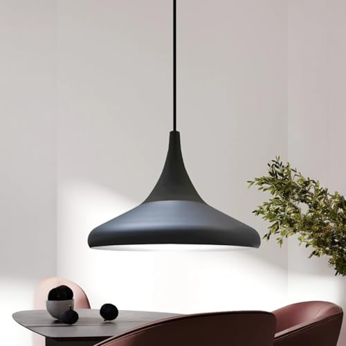 bamyum Hängelampe Paladin Schwarz Metall Ø35cm, Lampenschirm Wohnzimmer Industrial Vintage, Pendelleuchte Esstisch, Küchenlampe Hängend