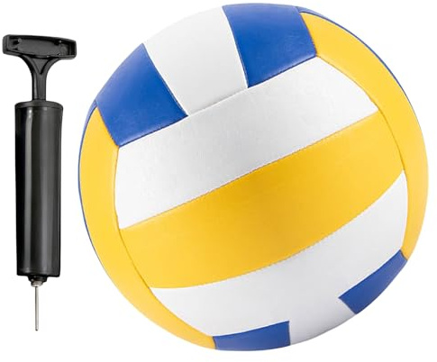 WIYETY 5 Größe Volleyball PU Weich: 2.0mm Dicke Beachvolleyball Soft, Weiß-Blau-Gelb Volleyball Soft Touch, Beachvolleyball Weicher Touch, für Indoor Outdoor Training und Spiel
