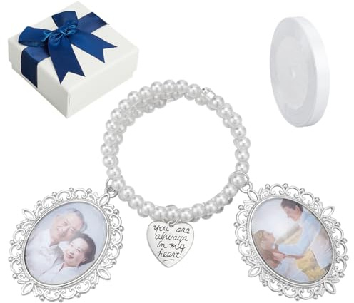 nbeads Brautstrauß Anhänger, Erinnerungsanhänger Mit Brautstrauß Foto Ovaler Fotoanhänger Mit Spitze Polyesterband Und Schleife Geschenkbox Für Hochzeitserinnerungen Dekoration Für die Brautparty