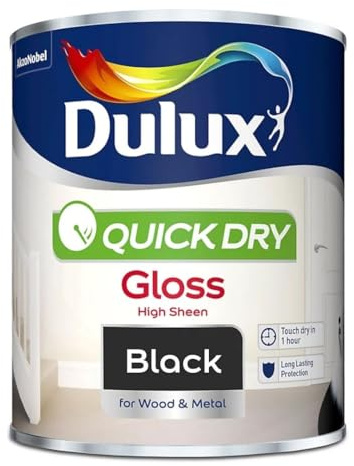 Black Quick Dry Gloss Paint 750ml | Interior Wood and Metal Paint | High Shine Durable Finish | Fast Drying Trim Paint for Doors Skirting Boards Radiators and Furniture