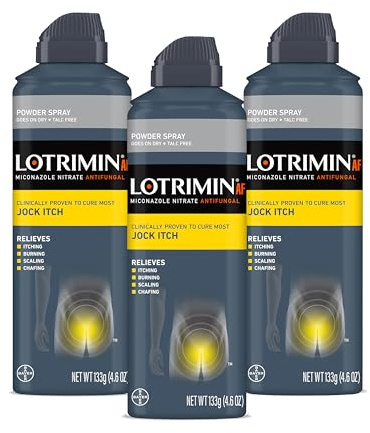Lotrimin AF Jock Itch Powder Spray, Miconazole Nitrate 2% - Treatment of Most Itch, 4.6 Ounces (133 Grams) Spray Can (Pack 3)