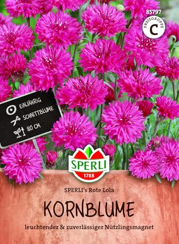 Sperli Kornblumensamen SPERLI's Rote Lola 85797, Sommerblumensaat | Rote Blüten für sommerliche Beete und Naturgärten, farbstarke Sommerblume für Bauerngarten und Freiland