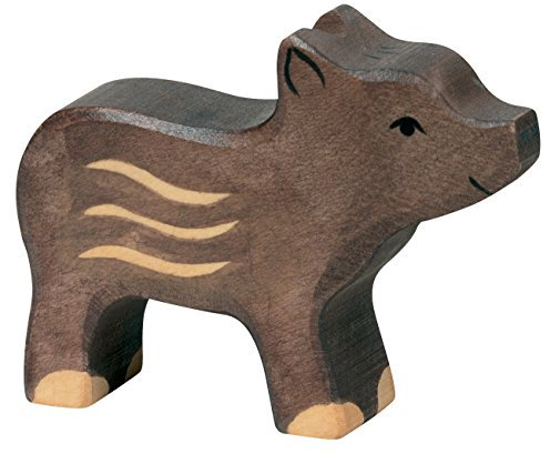 Frischling Wildschwein Holzfigur Holzspielzeug von Holztiger mit Palandi® Sticker