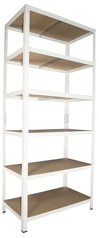 Shelf Creations BASIC Schwerlastregal 200x50x30cm weiß 6 Böden Steckregal Kellerregal Lagerregal Werkstattregal Archivregal Haushaltsregal Ordnerregal Metallregal Garagenregal Fachbodenregal