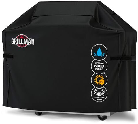 Grillman Premium Housse de barbecue à gaz robuste pour Weber, Brinkmann, Char Broil, etc. Résistant aux déchirures, aux UV et à l'eau.