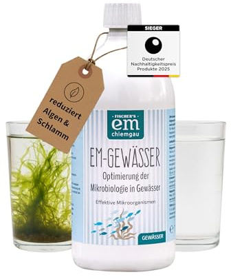 EM-Chiemgau EM Wasseraufbereiter [Effektive Mikroorganismen] für klares Wasser, Gegen Algen/Phosphat/Schwermetalle/Schlamm, optimale Mikrobiologie in Teich, Aquarien, Pools & Gewässer (1 L)