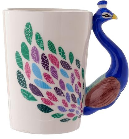 Puckator Pfau geformter Henkel Tasse aus Dolomit-Keramik