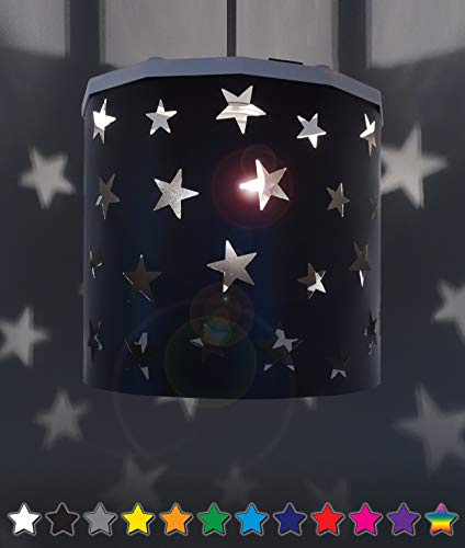 Ereki Ceiling Pendant Light Shade - Star Light Projection Effect Light Cover - Magnetic Ceiling Night Light Lampshade Kit for Interchangeable Designs (Black, E27 Bulb Included)