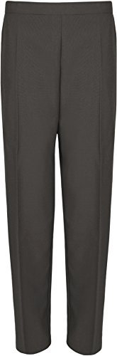WearAll Pack of 2 Ladies Elasticated Pocket Trousers Womens Pants Dark Grey 16W / 29L