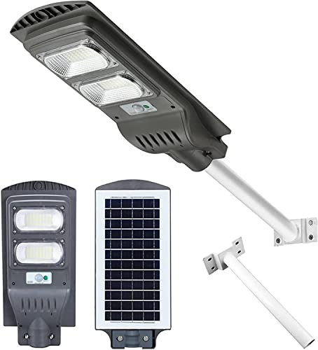 Wstan 200W Solar Straßenlaternen im Freien, LED Solarbetriebene Straßenlampe mit Bewegungsmelder, Dämmerung bis Morgengrauen Solar Außenstrahler IP65 wasserdichter