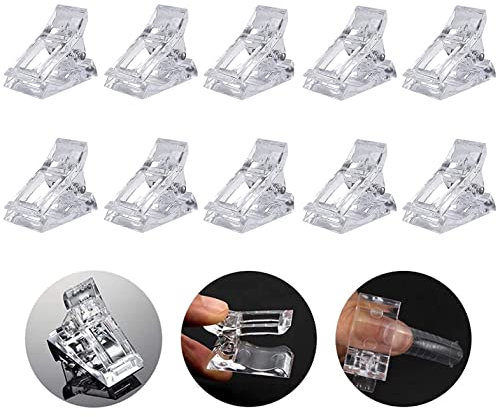 AONAT 10 Stück Polygel Nagel Klammer, Nagel Werkzeug Clip, Transparente Nagelspitzen Clip, Nagel Tips Clips Nagelklammern für DIY Kunststoff Clip Maniküre Clip