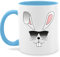 Tasse Tassen 325ml - Cooler Hase mit Brille I - 325 ml - Hellblau - ostern hasenmotiv osterhasen hasi kaffeetasse osterhase hasen kaffeebecher häschen motiv