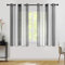MRTREES Voile Gardinen Kurz Vorhang Halbtransparent Streifen Stores Schals mit Ösenschal Moderner Wohnstil Weiß+Grau 160×140cm (H×B) für Dekoration Kinderzimmer Wohnzimmer Schlafzimmer 2er-Set