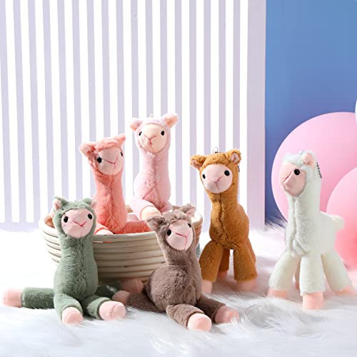 6 Stück Mini Alpaka Kuscheltiere 20 cm Plüsch Alpaka Puppen Süß Klein Lama Plüschtier Plüsch Mini Dekoration für Jungen Mädchen Geburtstag Hochzeit Party Tüten Füllung DIY Schlüsselanhänger