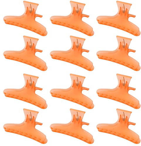 Ondder Lot de 12 pinces à cheveux papillon orange pour coupe, coiffage, section, coloration - Accessoires de cheveux pour femmes, filles, hommes