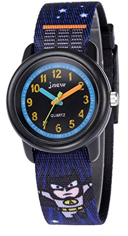 Mamiddle Mädchen und Jungen Analog Quarz Uhr mit Cartoon Design 30M wasserdichte Silikon/Nylon Armband Japanischen Quarzwerk Lern Armbanduhr für Kinder 3-10 Jahre (Nylon - Batman)
