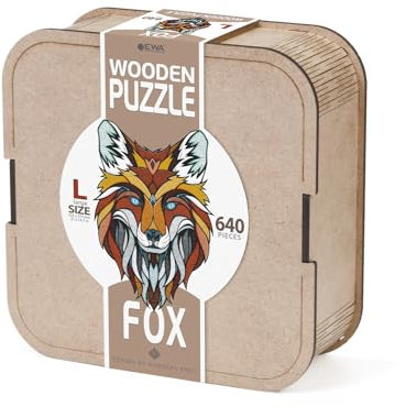 EWA Eco-Wood-Art - Fuchs L Holzkiste - Farbige Holzpuzzle für Jugendliche und Erwachsene - DIY-Bausatz, Selbstmontage, kein Kleber erforderlich - 640 Stück, Vielfarbig