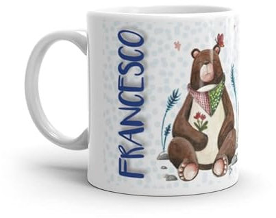 Paolo Chiari Tazza in Ceramica Personalizzata con Nome Maschile, Made in Italy, Multicolore (Bianco, 300 ml, Francesco)