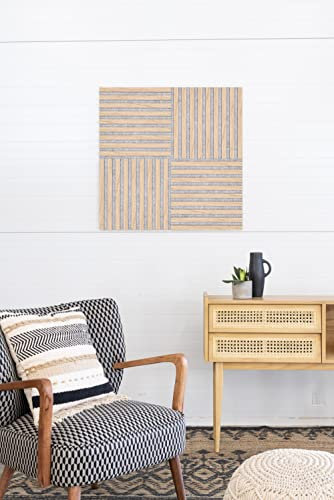 Leiste24 Lamellenverkleidung - Wandverkleidung - Akustikpaneel 400 x 400 mm - Akustikfilz Grau - Lamellendekor Eiche natur