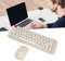 Wireless Keyboard Mouse Combo Wireless Keyboard Mouse Combo Retro Cute Silent Energy Saving Dot Keycap Mini Portable for Home (Beige)